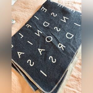 Alphabet Patterned Gray Throw Blanket